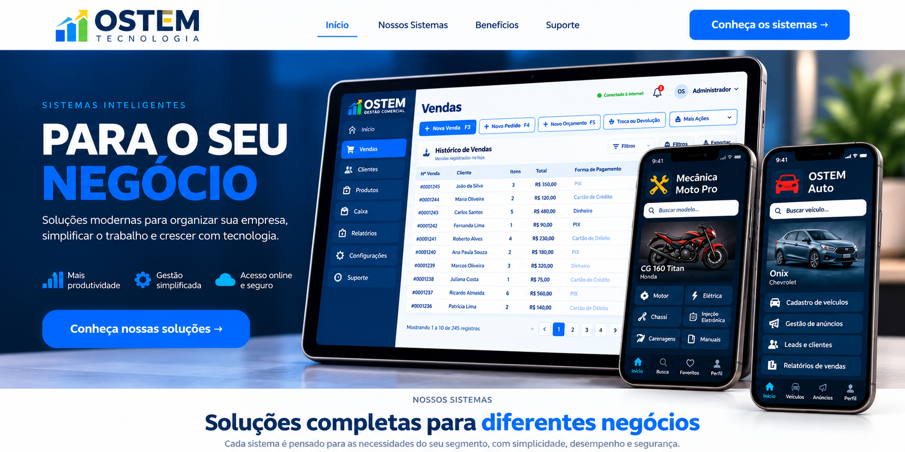 OSTEM Gestão Comercial, Mecânica Moto Pro e OSTEM Auto